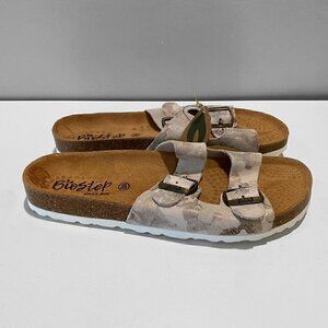 NEW BioStep Gray Leather Comfort Sandals 8.5